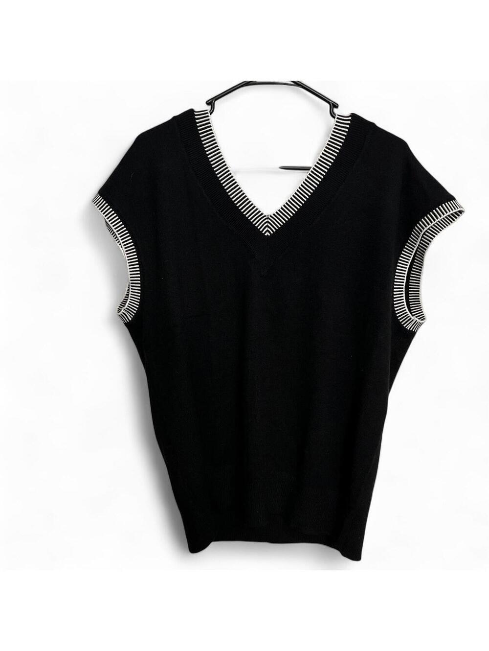 Black Preppy V Neck Sweater Vest